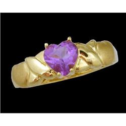 10KY Gold Lovely Heart Shape Amethyst Ring