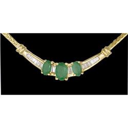 10KY Gold  Emerald and Diamond Necklace
