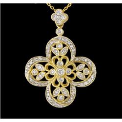 10KY Gold Fancy Diamond Flower Pendant