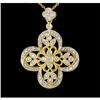 Image 1 : 10KY Gold Fancy Diamond Flower Pendant