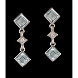14KW Gold 1.68 ct.Blue Topaz Diamond Earrings