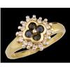Image 1 : 10KY Gold Dainty Flower Sapphire / Diamond Rin