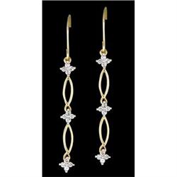 10K Gold Dangling .24ct Diamond Earrings