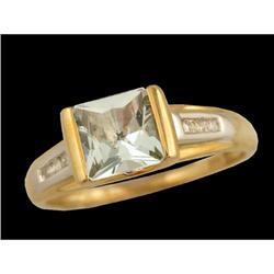10KY Gold  .90ct. Aquamarine / Diamond Ring