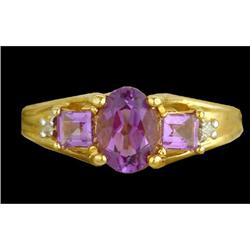 1.65ct. 3 stone Amethyst/Diamond Ring
