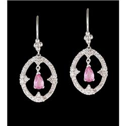 14KW Gold .60ct. Pink Sapphire Diamond Danglin