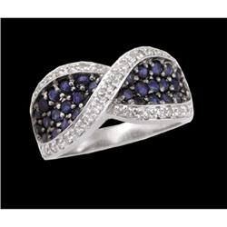 14KW Gold Sapphire /Diamond X-Style Ring