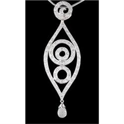 14KW Gold Blue Topaz Tear-Drop Diamond Pendant