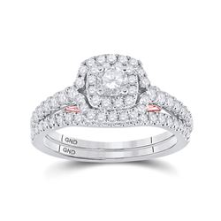 14kt Two-tone Gold Round Diamond Bridal Wedding Ring Band Set 1 Cttw