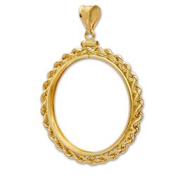 14K Gold Screw-Top Rope Polished Coin Bezel - 32.7 mm