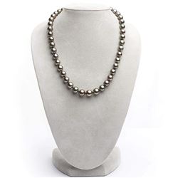 Dark Cherry and Peacock True Round Tahitian Pearl Necklace, 18", 8.3-10.7mm,  AA+/AAA Quality