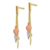 Image 2 : 14k Tri-color Polished Dangle Spades Post Earrings