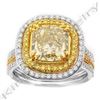 Image 1 : Natural 3.94 CTW Canary Yellow Diamond Engagement Ring 18KT Two-tone