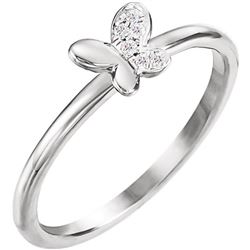 Natural 0.06 CTW Butterfly Diamond Ring 14KT White Gold