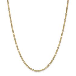 14k Yellow Gold 2.5 mm Semi-Solid Figaro Chain - 28 in.