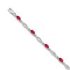 Image 1 : 14k White Gold Diamond and Ruby Fancy Link Bracelet - 7 in.