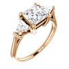 Image 1 : Natural 2.12 CTW Princess & Trillion Cut 3-Stone Diamond Ring 18KT Rose Gold