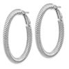 Image 2 : 10k White Gold Twisted Round Omega Back Hoop Earrings - 4x30 mm