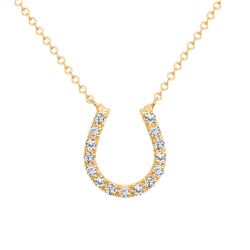 Natural 0.22 CTW Horse Shoe Diamond Pendant Necklace 14KT Yellow Gold