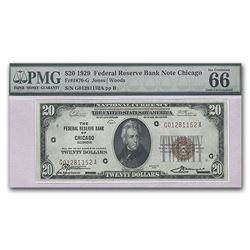 1929 (G-Chicago) $20 Brown Seal FRBN CU-66 EPQ PMG (Corner Flaw)