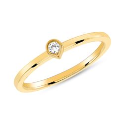 Natural 0.05 CTW Bezel Diamond Tear Drop Ring 18KT Yellow Gold