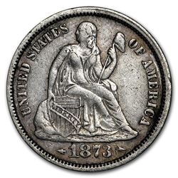 1873 Liberty Seated Dime w/Arrows XF