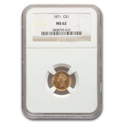 1871 $1 Indian Head Gold MS-62 NGC