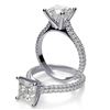 Image 1 : Natural 2.77 CTW Princess Cut Two Row Round Diamond Engagement Ring 14KT White Gold