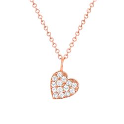 Natural 0.17 CTW Petite Diamond Heart Necklace 14KT Rose Gold