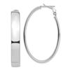 Image 1 : 14k White Gold Omega Back Oval Hoop Earrings - 7x27 mm