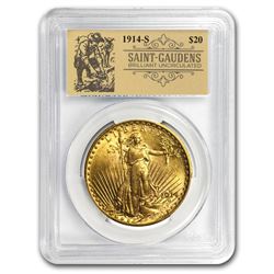 1914-S $20 Saint-Gaudens Double Eagle BU PCGS (Prospector Label)