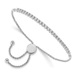 14k White Gold 2.2 mm Diamond 1.03ct Adjustable Bracelet - 7 in.