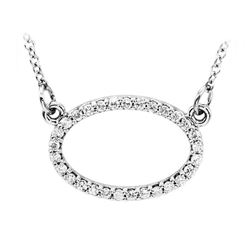 Natural 0.15 CTW Oval Diamond Pendant Necklace 18KT White Gold