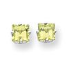 Image 1 : 14k White Gold 5 mm Square Step Cut Peridot Earrings