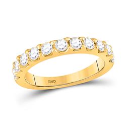 14kt Yellow Gold Womens Round Diamond Wedding Single Row Band 7/8 Cttw