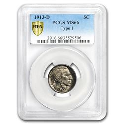 1913-D Buffalo Nickel Type-I MS-66 PCGS