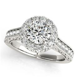 Natural 1.7 ctw Diamond Solitaire Halo Ring 14k White Gold