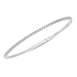 Natural 1.02 CTW Stackable Diamond Bangle Bracelet 14KT White Gold