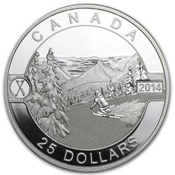 2014 Canada 1 oz Silver $25 Scenic Skiing in Canada Proof