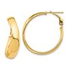 Image 1 : 14k Yellow Gold Wavy Omega Back Hoop Earrings - 5x28 mm