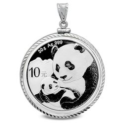2019 30 gram Silver Panda Pendant (Diamond-ScrewTop Bezel)