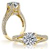 Image 1 : Natural 3.12 CTW Round Cut Split Shank Pave Diamond Ring 14KT Yellow Gold