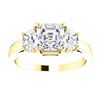 Image 1 : Natural 2.12 CTW Asscher Cut with Half Moons 3-Stone Diamond Ring 14KT Yellow Gold