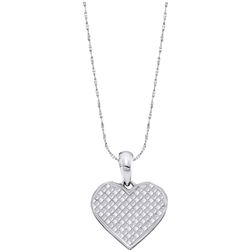 14kt White Gold Womens Princess Diamond Heart Pendant 2 Cttw