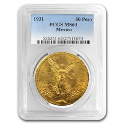 1931 Mexico Gold 50 Pesos MS-63 PCGS