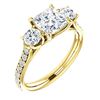Image 1 : Natural 2.02 CTW 3-Stone princess Cut & Rounds Diamond Ring 18KT Yellow Gold