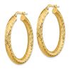 Image 2 : 14k Yellow Gold Diamond-cut Round Hoop Earrings - 4x25 mm