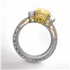Image 4 : Natural 2.42 CTW Canary Yellow Cushion Cut Diamond Ring 14KT Two-tone