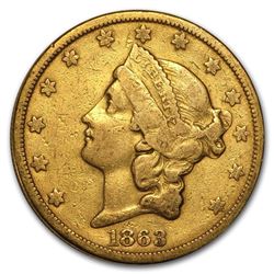 1863-S $20 Liberty Gold Double Eagle VF