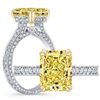 Image 1 : Natural 3.97 CTW Canary Yellow Elongated Radiant Cut Diamond Engagement Ring 18KT Two-tone